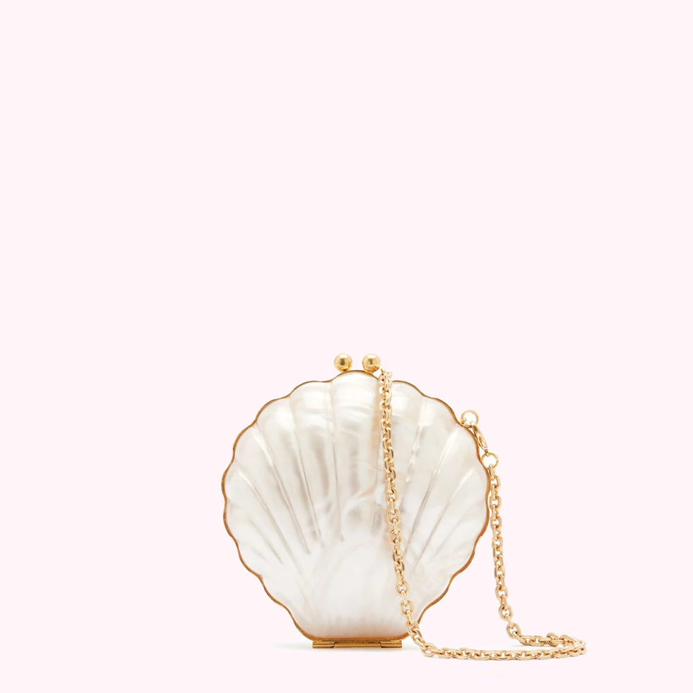 Krem Deniz Kabuğu Formlu Clutch